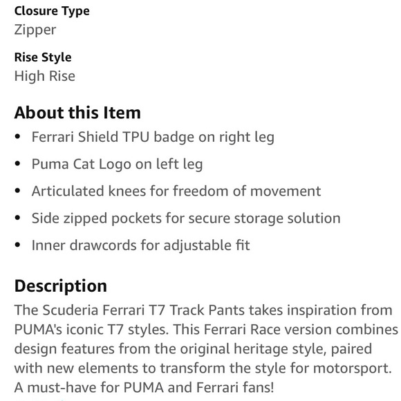 PUMA Men's Scuderia Ferrari Race T7 Track Pants (Red) - Large - Picture 10 of 10